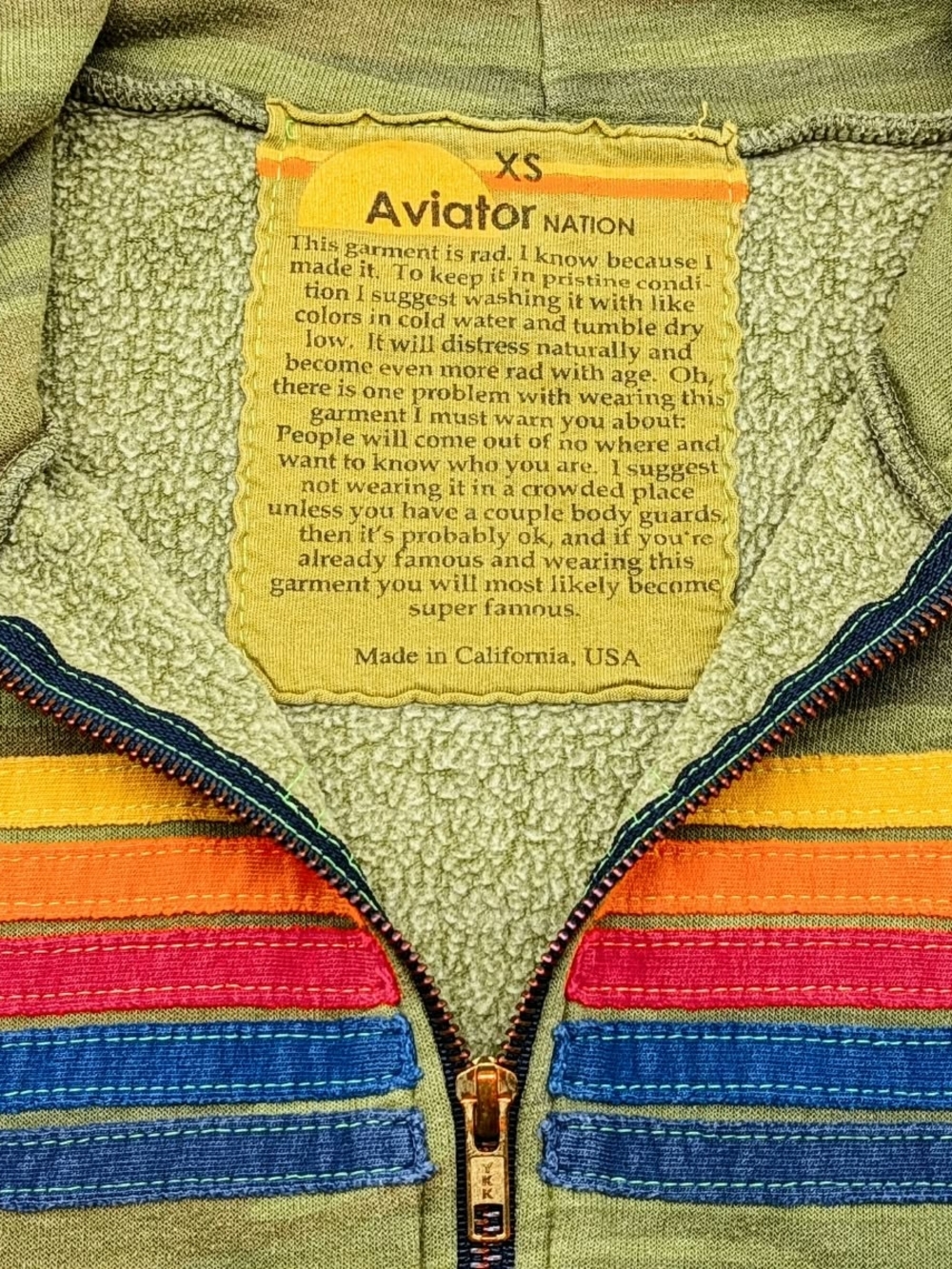 Aviator Nation Camo 5 Stripe Zip Up Hoodie Sweatshirt Womens XS - Picture 3 of 4